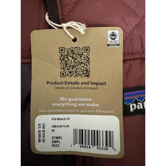 Patagonia Women's XS Radalie Full-Zip Quilted Insulated Jacket Obsidian Plum NEW - Picture 13 of 14